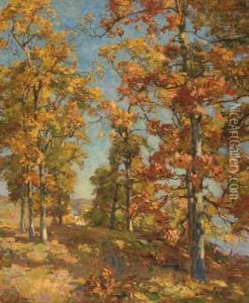 A View To The River, Autumn Oil Painting - Charles Harold Davis