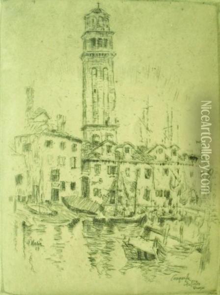 ''campanile, 
Sta Pietra, 
Venezia'' Oil Painting - John Marin