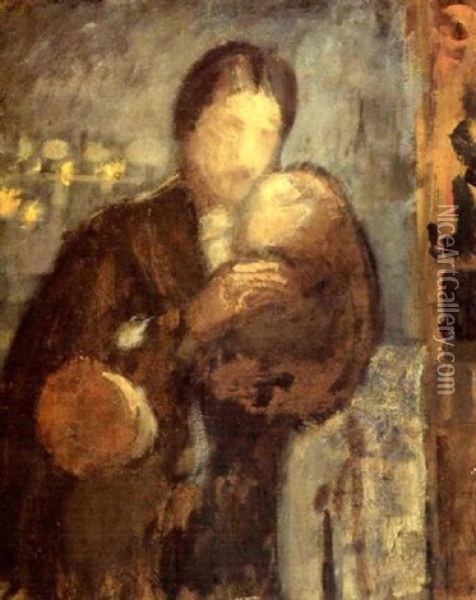 Mor Och Barn Oil Painting - Odilon Redon