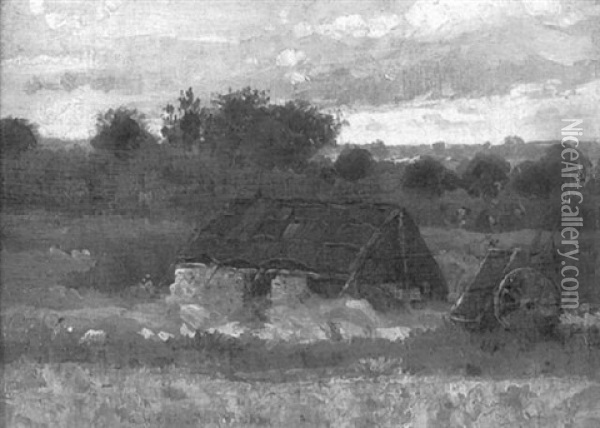 Landscape With Farmhouse And Picker Oil Painting - George Henry Clements