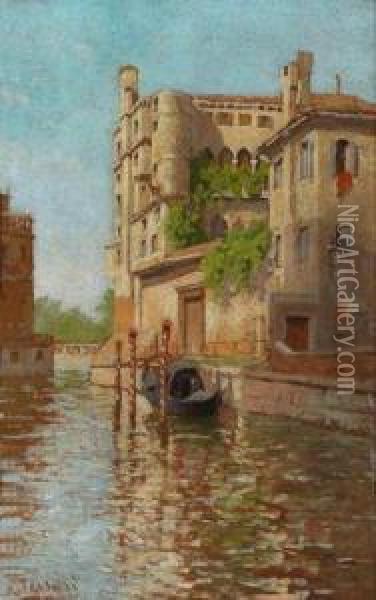 Kanal In Venedig Oil Painting - Romolo Tessari