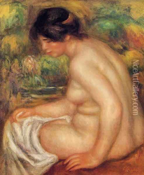Seated Nude In Profile Aka Gabrielle Oil Painting - Pierre Auguste Renoir