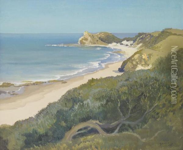 Shelly Beach Oil Painting - Elioth Gruner
