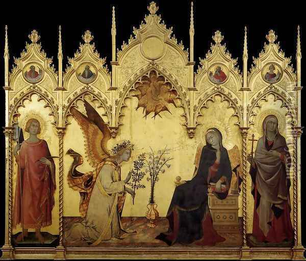 The Annunciation and Two Saints 1333 Oil Painting - Louis de Silvestre