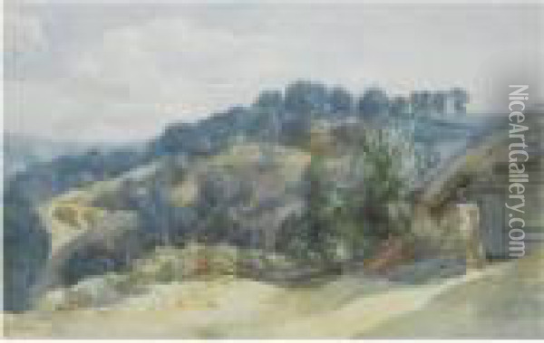 A View Of A Wooded Hillside From A Farm Oil Painting - John Middleton