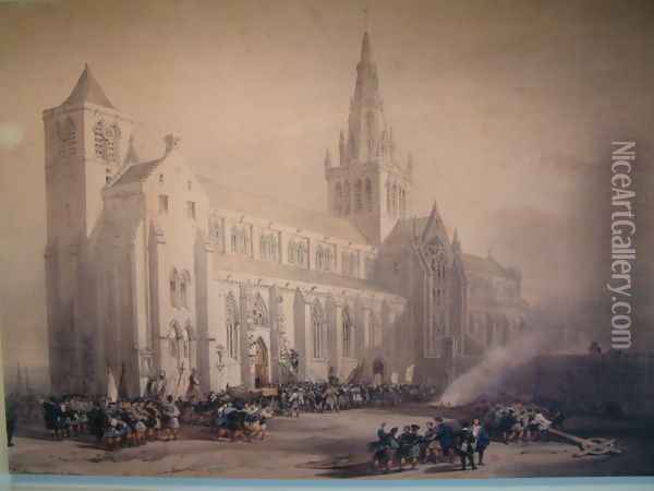 St. Mungo's Cathedral Glasgow Oil Painting - David Roberts