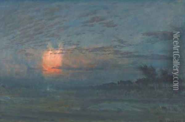 A Night in the Camp of Israel Oil Painting - Albert Goodwin
