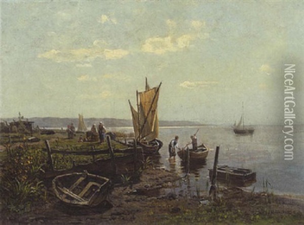 Fischerboote An Der Kuste Oil Painting - Conrad Eilers