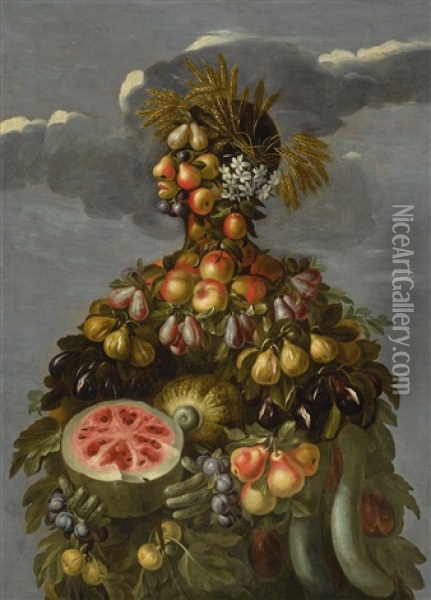 Anthropomorphic Allegory Of Summer Oil Painting - Giovanni Stanchi