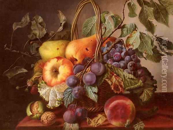A Still Life With A Basket Of Fruit Oil Painting - Virginie de Sartorius