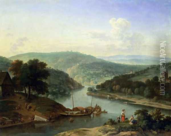 River Landscape 1697 Oil Painting - Jan van der the Younger Meer