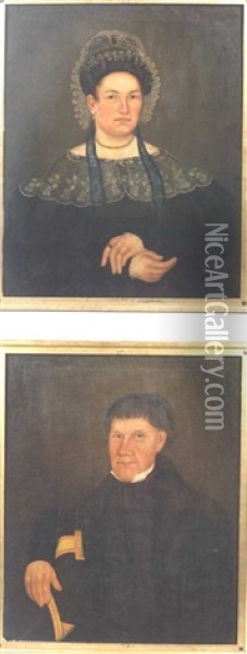 Portrait Of John Came (+ Portrait Of  Annis Came; Pair) Oil Painting - John Brewster Jr.