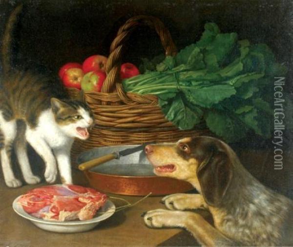 The Dinner Dispute Oil Painting - Giuseppe De Nigris