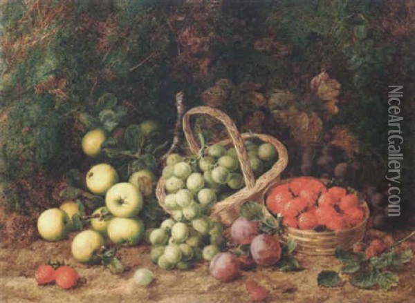 Mixed Fruit By A Bank Oil Painting - George Clare