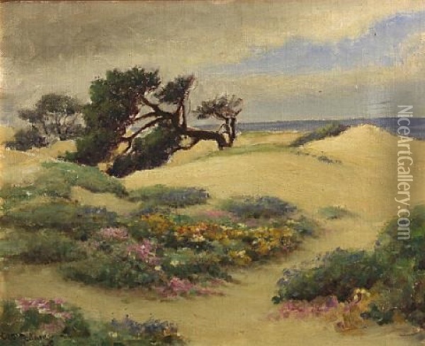Sand Dunes With Cypress And Flowers Oil Painting - William C. Adam
