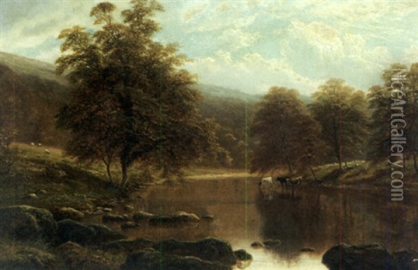 The Wharf, Bolton Woods Oil Painting - William Mellor
