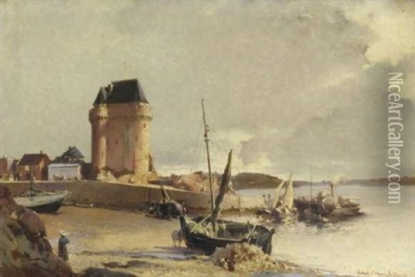 Les Vaisseaux Au Debarquement Oil Painting - Louis Robert Carrier-Belleuse