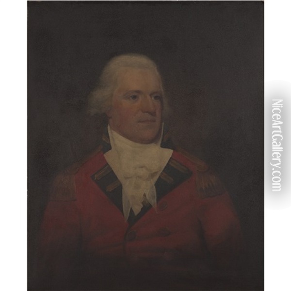 Half Length Portrait Of Captain Daniel Macgregor In Military Uniform (+ Portrait Of His Wife, Ann Austin; Pair) Oil Painting - George C. Watson