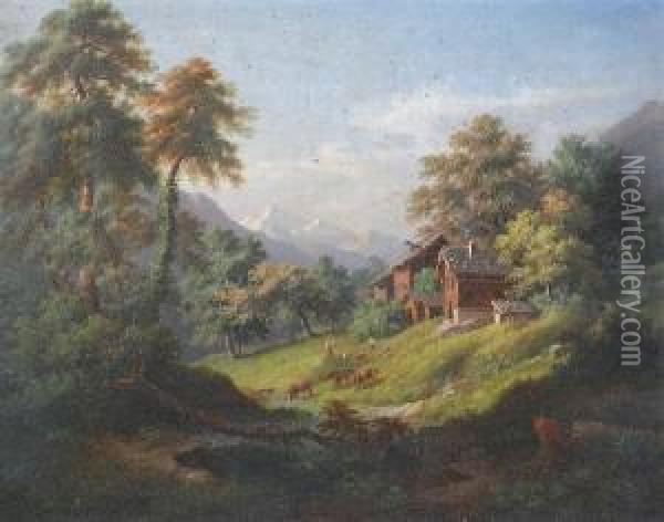 Pejzaz Gorski Ze Sztafazem Oil Painting - Anton Winterlin