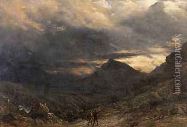 View of Snowdon Oil Painting - James Thomas Linnell