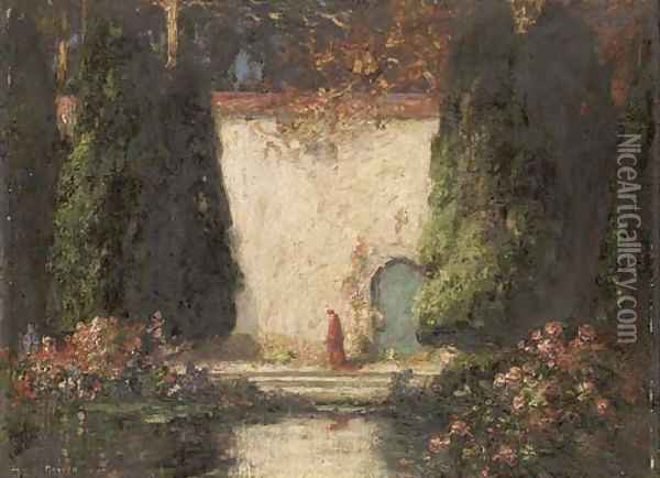 The Cardinal's garden Oil Painting - Thomas E. Mostyn