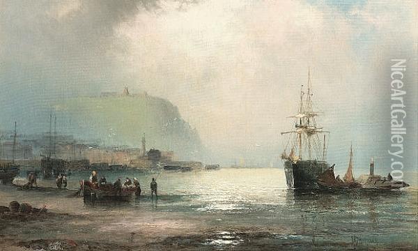 Low Tide, Scarborough Oil Painting - William A. Thornley Or Thornber