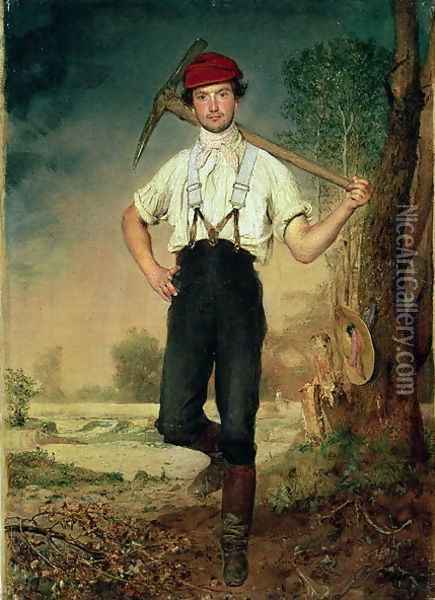 Worker, 1848 Oil Painting - Johann Baptist Reiter