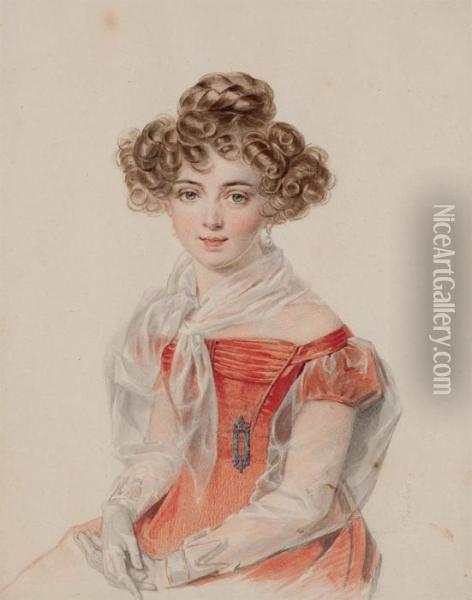 Portrait Of Countess Sophia Alexandrovna Bobrinsky (1799-1866) Oil Painting - Piotr Fedorovich Sokolov