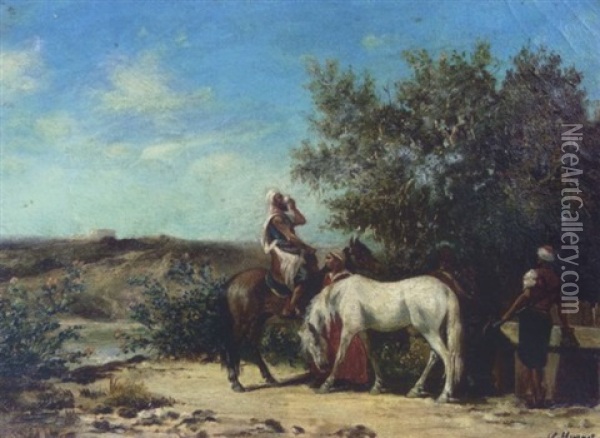 La Halte Des Cavaliers Oil Painting - Victor Pierre Huguet