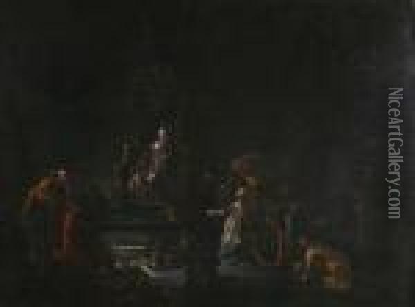 Koningin Van Sheba Voor Tronende Vorst Salomon Oil Painting - Adriaen The Elder Verdoel