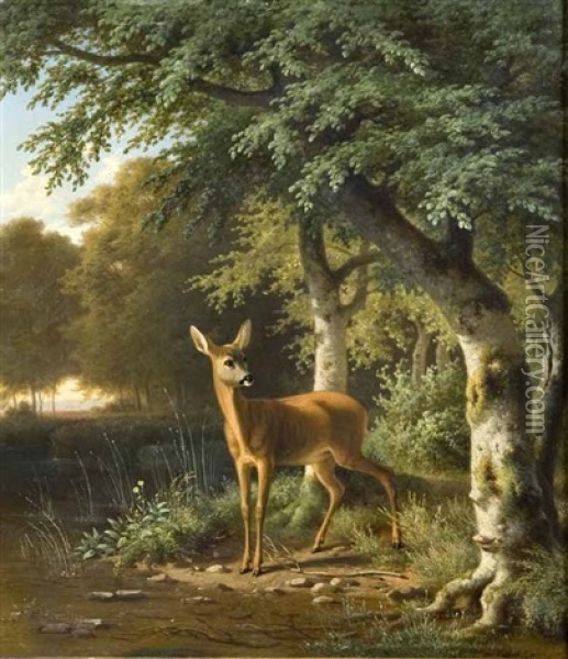Biche Dans La Clairiere Oil Painting - Wilhelm Reinhardt