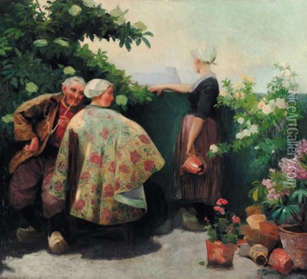 Femmes Au Jardin Oil Painting - Carl Duxa