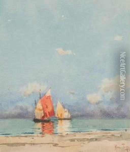Seascape With Sailboats Oil Painting - Ross Sterling Turner