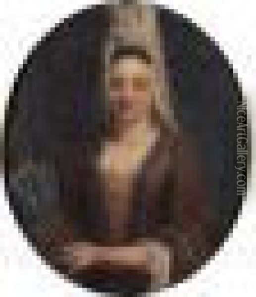 Portrait De Jeune Femme Tenant Un Eventail Oil Painting - Jean Francois de Troy