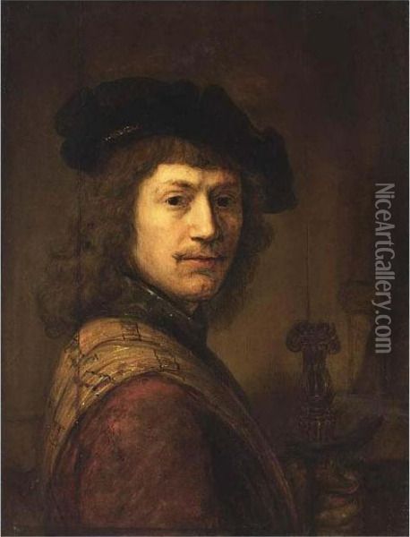 And Black Baret And Oil Painting - Rembrandt Van Rijn