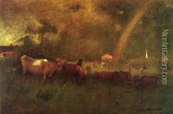 Shower on the Deleware River Oil Painting - George Inness
