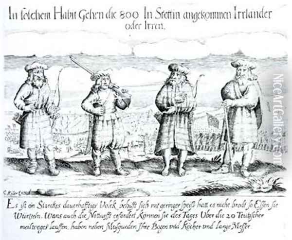 In Such Attire did 800 Irishmen or Lunatics Arrive in Stettin Oil Painting - Georg Koler