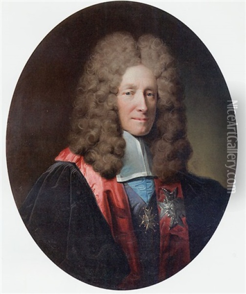 Portrait Du Chancelier De France, Louis Philypeaux, Comte De Pontchartrain Oil Painting - Robert Levrac-Tournieres