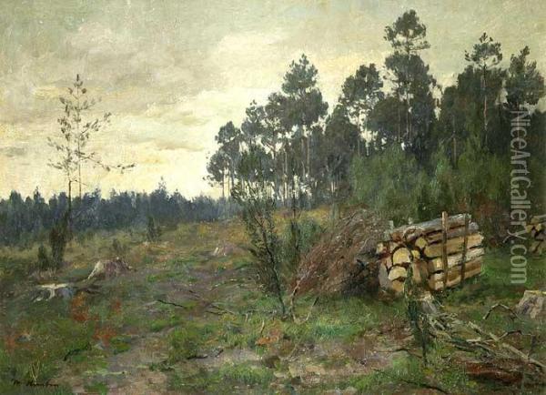 Waldlandschaft Oil Painting - Max Hunten