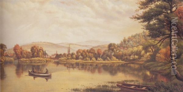 Boating In Autumn Oil Painting - Levi Wells Prentice