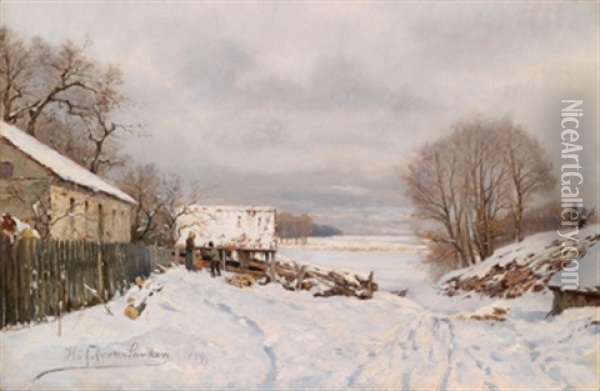 Winterlandschaft Oil Painting - Anders Andersen-Lundby
