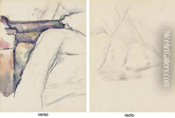 Lit Defait (recto); Arbres Au-dessus D'un Ruisseau (verso) Oil Painting - Paul Cezanne