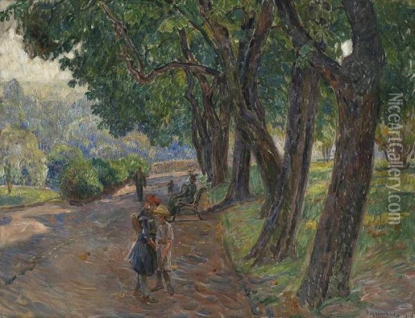 I Parken Oil Painting - Thorolf Holmboe