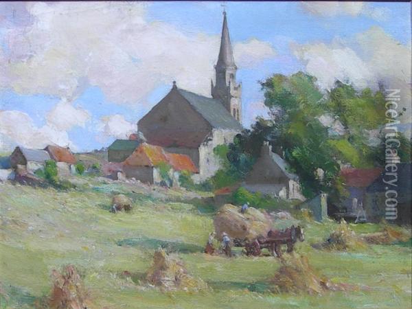 Gathering Hay Oil Painting - Robert Livingston Dickey