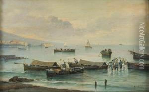 Pescatori Oil Painting - Raimpondo Scoppa