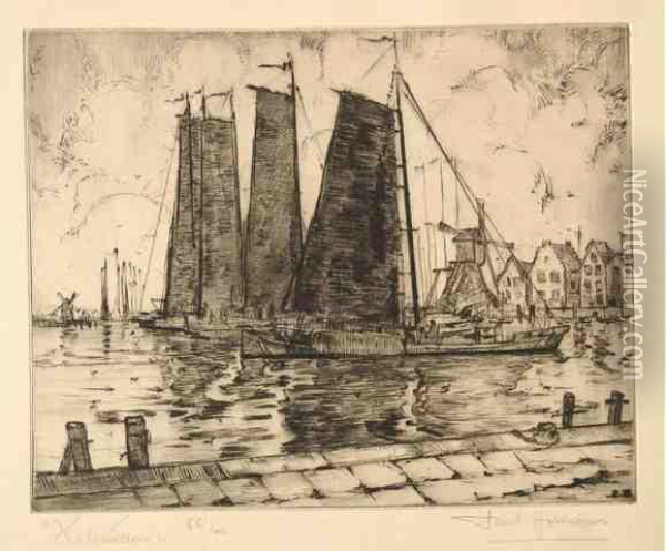 Le Port De Volendam En Hollande Oil Painting - Paul Herman