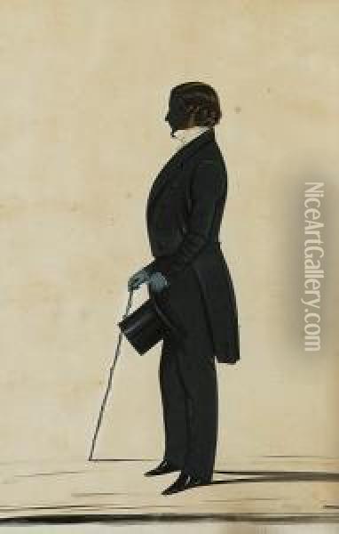A Silhouette Of A Gentleman Oil Painting - Royal Victoria Gallery
