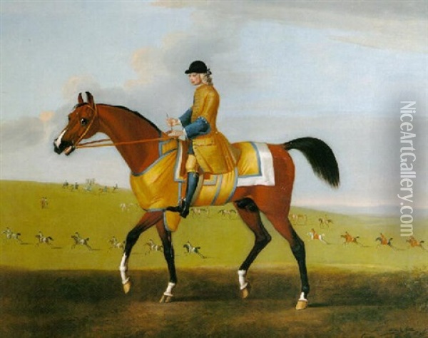 A Groom On Flying Childers, With Horsemen Beyond Oil Painting - James Seymour