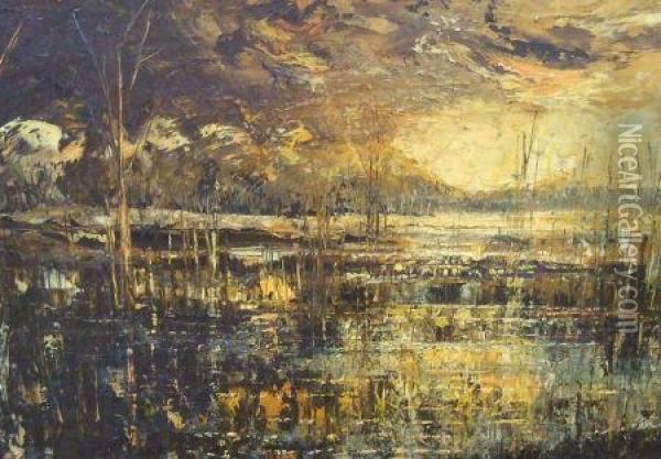 Abstract River Landscape Oil Painting - Alfred Compton
