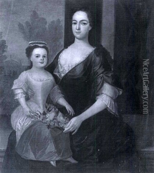 Portrait Of Ann Cartwright, And Her Daughter Ann Oil Painting - Joseph Highmore